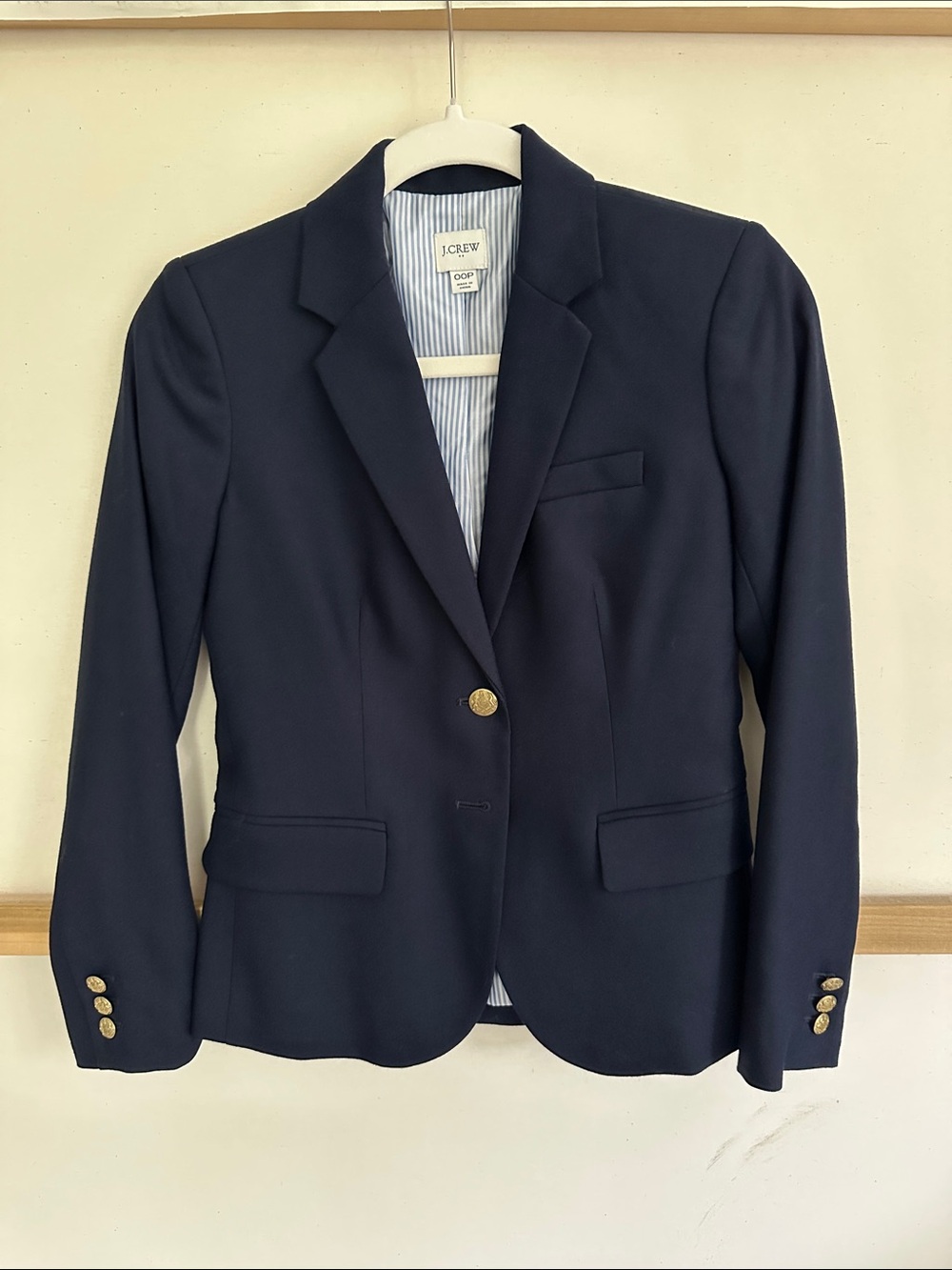 J. Crew Women's Navy Schoolboy Blazer with Gold Buttons